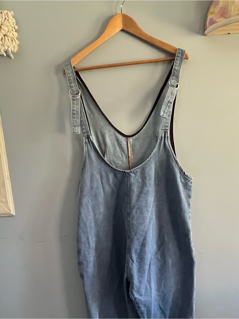 Washed Blue Denim Utility Jumpsuit